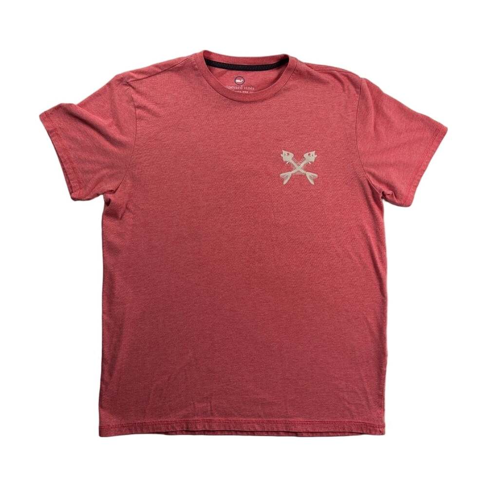 Vineyard Vines Dunes Tee Mens Medium Red Heather Crossbones Fish Graphic T-Shirt